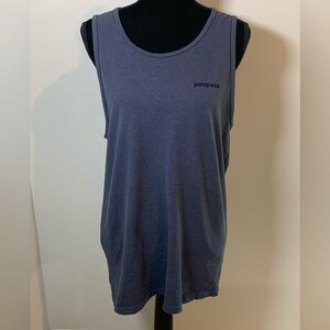 Patagonia Shirt Womens Large Blue Tank Sleeveless Cotton Poly Blend Fitz Roy